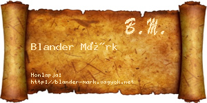 Blander Márk névjegykártya